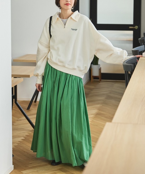 shetila(シェティラ)の「オーバーサイズ ワンポイント刺繍 ハーフジップスウェット(スウェット・レディース・アイボリー/ブラック/モカ/グレー/ネイビー・L/M)」の7枚目の写真