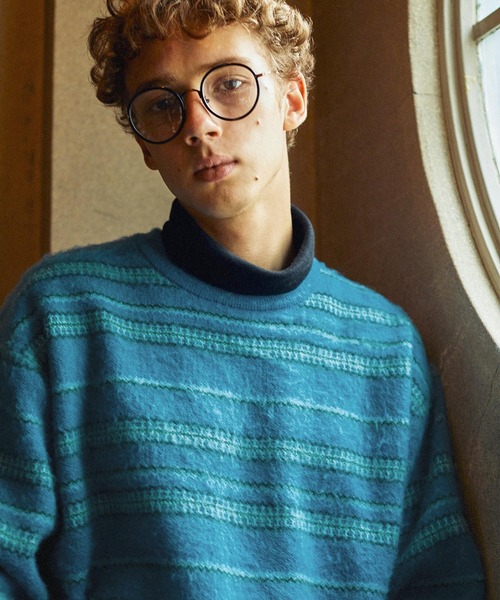 EMMA CLOTHES(エマクローズ)の「幾何学モヘアライク ジャガードニット プルオーバー EMMA CLOTHES(ニット/セーター・メンズ・ブルー/モカ/ブラック・M/L/S)」の9枚目の写真