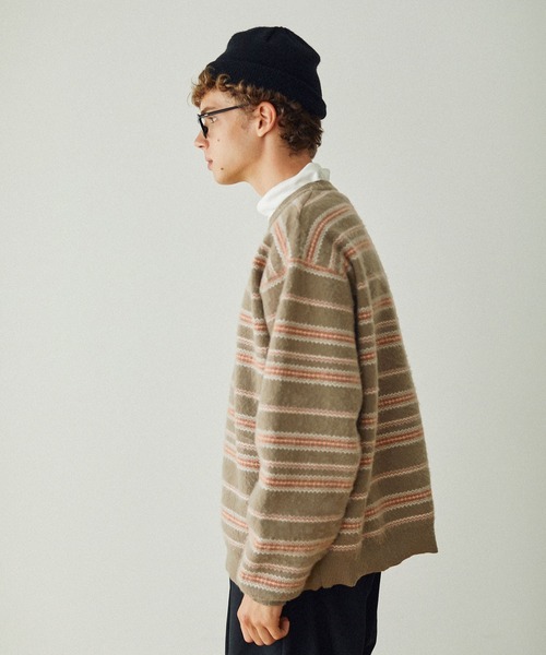 EMMA CLOTHES(エマクローズ)の「幾何学モヘアライク ジャガードニット プルオーバー EMMA CLOTHES(ニット/セーター・メンズ・ブルー/モカ/ブラック・M/L/S)」の6枚目の写真