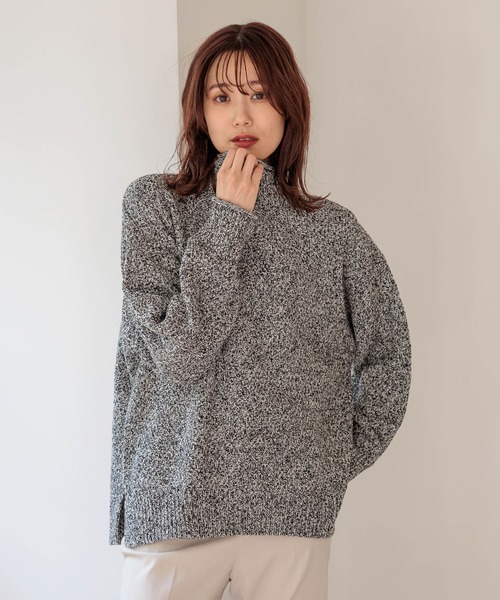 GLOBAL WORK(グローバルワーク)の「毛玉になりにくいカノコロール/906693(ニット/セーター・レディース・ブラック/マスタード/アイボリー/ブルー系その他4/グレイッシュベージュ/その他・MEDIUM/LARGE)」の12枚目の写真