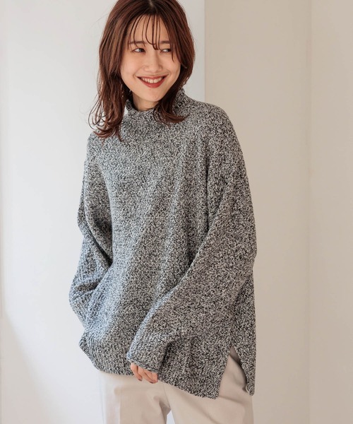 GLOBAL WORK(グローバルワーク)の「毛玉になりにくいカノコロール/906693(ニット/セーター・レディース・ブラック/マスタード/アイボリー/ブルー系その他4/グレイッシュベージュ/その他・MEDIUM/LARGE)」の13枚目の写真