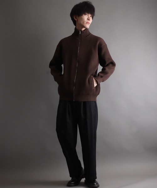 SITRY（シトリー）の「driver's knit/ドライバーズ ニット/フルジップ カーデ（ニット/セーター・メンズ・ブラック/ブラウン/オレンジ/ライトベージュ/グリーン・M/L/XL）」の20枚目の写真