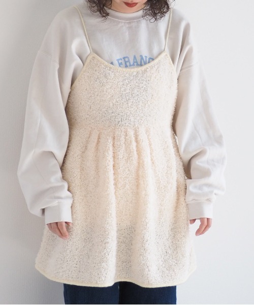 cepo（セポ）の「バックリボンフリンジミニキャミワンピース（チュニック・レディース・オフホワイト/グレー/ブラック・M）」の2枚目の写真