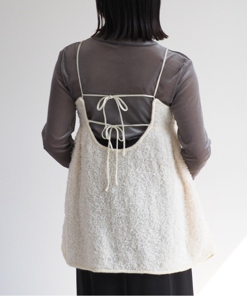 cepo（セポ）の「バックリボンフリンジミニキャミワンピース（チュニック・レディース・オフホワイト/グレー/ブラック・M）」の21枚目の写真