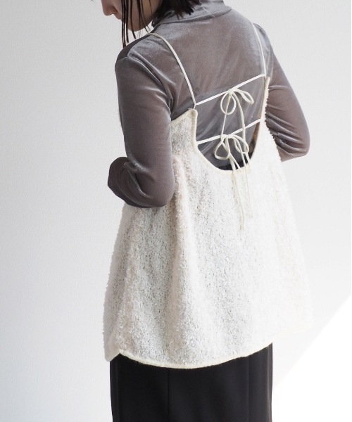 cepo（セポ）の「バックリボンフリンジミニキャミワンピース（チュニック・レディース・オフホワイト/グレー/ブラック・M）」の22枚目の写真