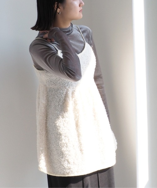 cepo（セポ）の「バックリボンフリンジミニキャミワンピース（チュニック・レディース・オフホワイト/グレー/ブラック・M）」の20枚目の写真