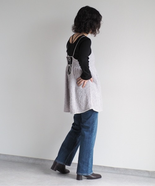 cepo（セポ）の「バックリボンフリンジミニキャミワンピース（チュニック・レディース・オフホワイト/グレー/ブラック・M）」の10枚目の写真