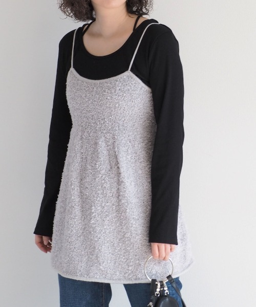 cepo（セポ）の「バックリボンフリンジミニキャミワンピース（チュニック・レディース・オフホワイト/グレー/ブラック・M）」の5枚目の写真