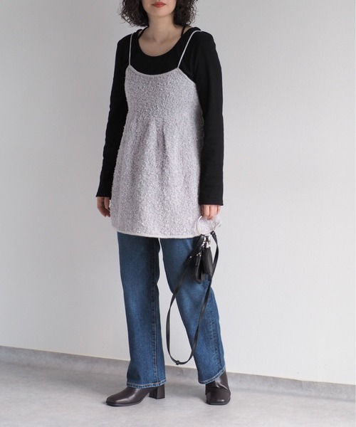 cepo（セポ）の「バックリボンフリンジミニキャミワンピース（チュニック・レディース・オフホワイト/グレー/ブラック・M）」の8枚目の写真