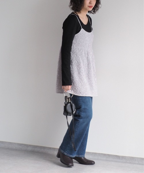 cepo（セポ）の「バックリボンフリンジミニキャミワンピース（チュニック・レディース・オフホワイト/グレー/ブラック・M）」の9枚目の写真