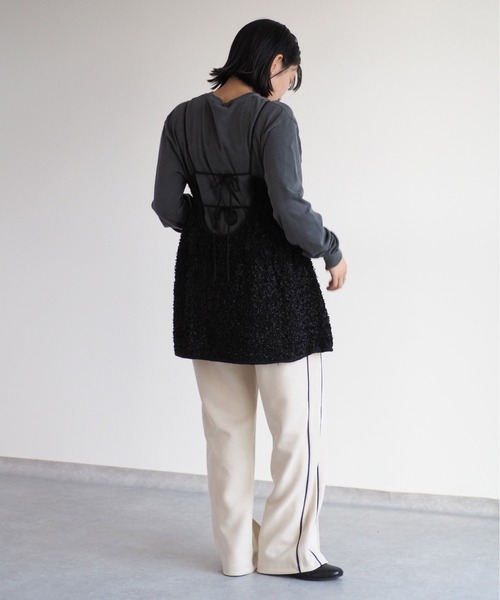 cepo（セポ）の「バックリボンフリンジミニキャミワンピース（チュニック・レディース・オフホワイト/グレー/ブラック・M）」の17枚目の写真