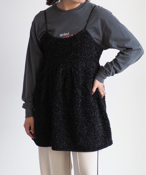 cepo（セポ）の「バックリボンフリンジミニキャミワンピース（チュニック・レディース・オフホワイト/グレー/ブラック・M）」の12枚目の写真