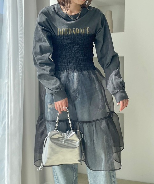 LOWRYS FARM（ローリーズファーム）の「２ＷＡＹベアチュニック　986358（Tシャツ/カットソー・レディース・ブラック/ホワイト/ライトグレー・FREE）」の14枚目の写真