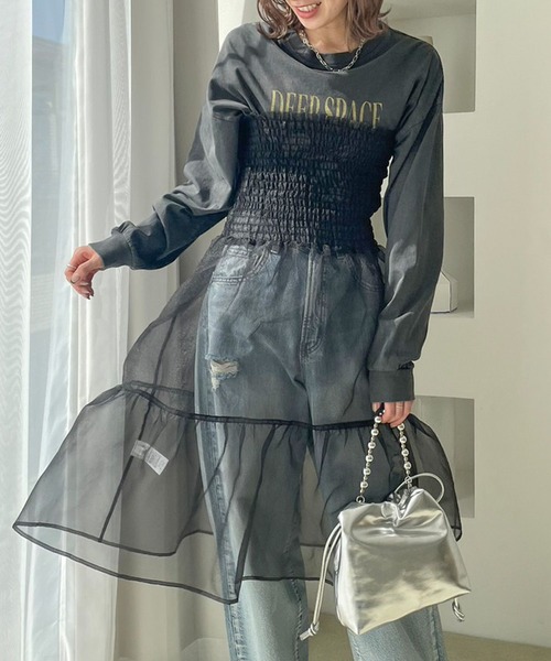 LOWRYS FARM（ローリーズファーム）の「２ＷＡＹベアチュニック　986358（Tシャツ/カットソー・レディース・ブラック/ホワイト/ライトグレー・FREE）」の15枚目の写真