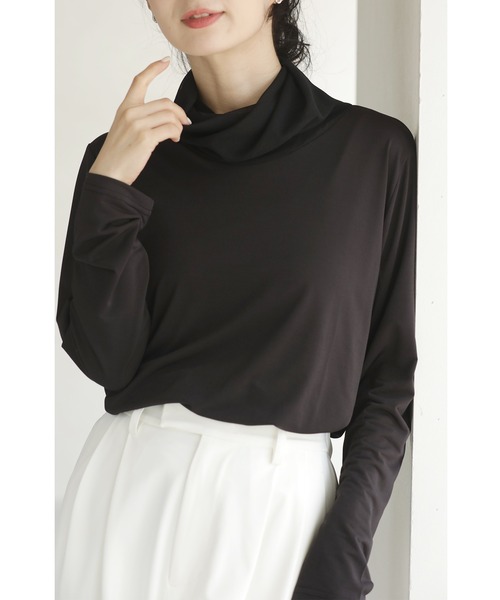 cawaii(カワイイ)の「首ぴたッ苦手さん ふんわりシルエットシアーのネックインナー(Tシャツ/カットソー・レディース・ホワイト/ブラック・FREE)」の3枚目の写真