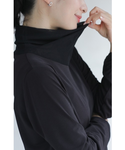 cawaii(カワイイ)の「首ぴたッ苦手さん ふんわりシルエットシアーのネックインナー(Tシャツ/カットソー・レディース・ホワイト/ブラック・FREE)」の7枚目の写真