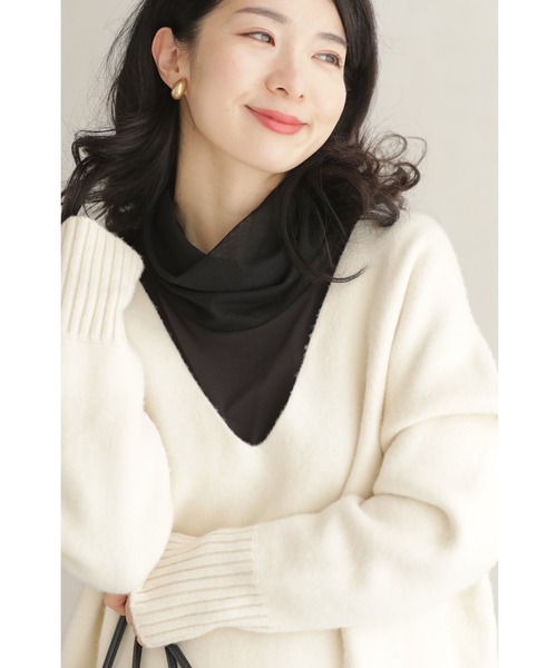 cawaii(カワイイ)の「首ぴたッ苦手さん ふんわりシルエットシアーのネックインナー(Tシャツ/カットソー・レディース・ホワイト/ブラック・FREE)」の8枚目の写真