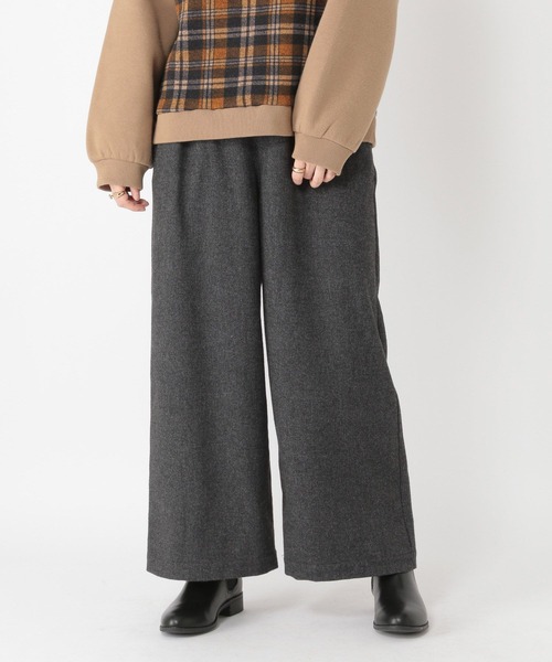 studio CLIP（スタディオクリップ）の「ツイード風ストレートパンツ[プチ・プラスサイズあり]（その他パンツ・レディース・ブラウン/チャコール/ベージュ・PF/ﾌﾘｰ(L)/MEDIUM/LARGE）」の2枚目の写真