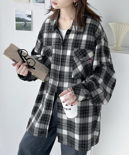 Java(ジャバ)の「《Javaジャバコラボ》ビッグシルエットでカジュアル感。オンブレチェック ダブルジップアップシャツ(シャツ/ブラウス・レディース・ブラック/ブルー/ブラウン/ネイビー・SMALL/MEDIUM/LARGE/X-LARGE)」の13枚目の写真