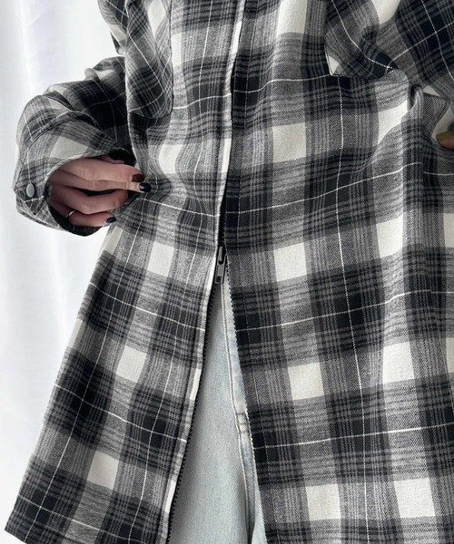 Java(ジャバ)の「《Javaジャバコラボ》ビッグシルエットでカジュアル感。オンブレチェック ダブルジップアップシャツ(シャツ/ブラウス・レディース・ブラック/ブルー/ブラウン/ネイビー・SMALL/MEDIUM/LARGE/X-LARGE)」の18枚目の写真