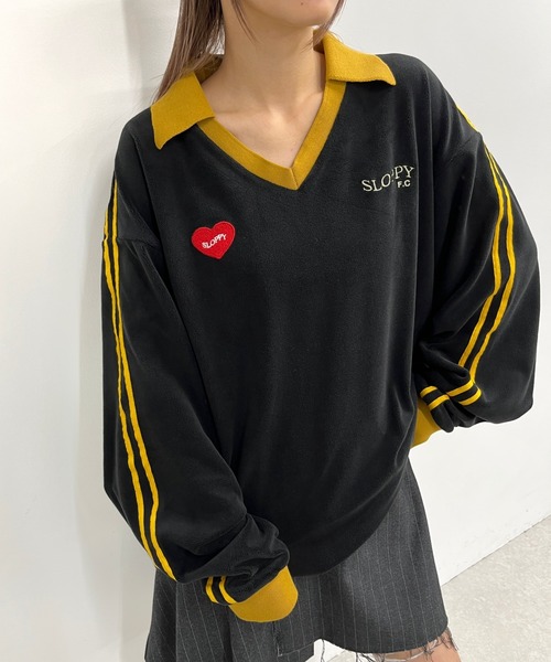 WHO'S WHO gallery（フーズフーギャラリー）の「【SLOPPY/スロッピー】F.Cサッカートップス（スウェット・レディース・ネイビー/マスタード/ブラック/ブラウン/アイボリー・FREE）」の2枚目の写真