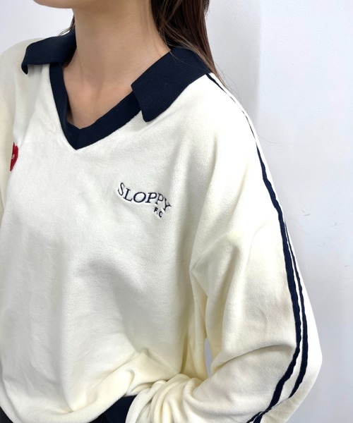 WHO'S WHO gallery（フーズフーギャラリー）の「【SLOPPY/スロッピー】F.Cサッカートップス（スウェット・レディース・ネイビー/マスタード/ブラック/ブラウン/アイボリー・FREE）」の8枚目の写真