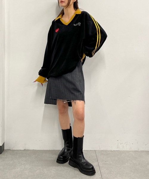 WHO'S WHO gallery（フーズフーギャラリー）の「【SLOPPY/スロッピー】F.Cサッカートップス（スウェット・レディース・ネイビー/マスタード/ブラック/ブラウン/アイボリー・FREE）」の14枚目の写真