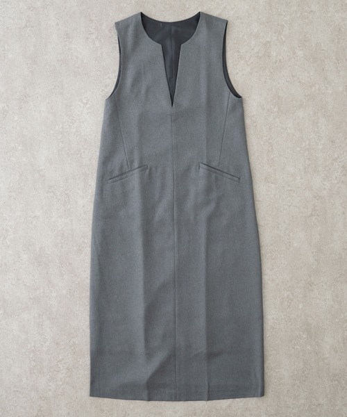 BRICK & SONS（ブリックアンドサンズ）の「ナチュラルストレッチジャンパースカート（スカート・レディース・ブラック/グレー・MEDIUM/SMALL）」の2枚目の写真