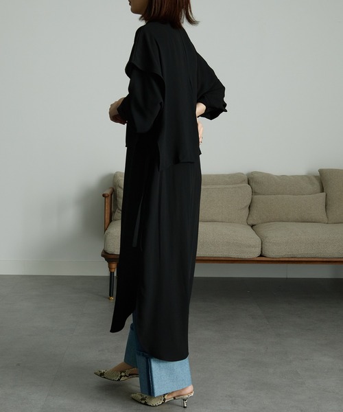 RANAN(ラナン)の「ヨーク襟付きレイヤードシャツチュニック(シャツワンピース・レディース・ミント/パープル系/ブラック・LL/M/L)」の14枚目の写真