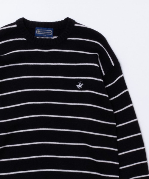 BEVERLY HILLS POLO CLUB(ビバリーヒルズポロクラブ)の「BEVERLY HILLS POLO CLUB ビバリーヒルズポロクラブ ワンポイントニット(ニット/セーター・メンズ・ネイビー×ホワイト/ブラック×ホワイト/ブラック/グレー/ベージュ/ネイビー/アイボリー・L/M/XL)」の1枚目の写真