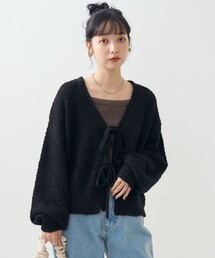 2WAY リボン ニットカーディガン