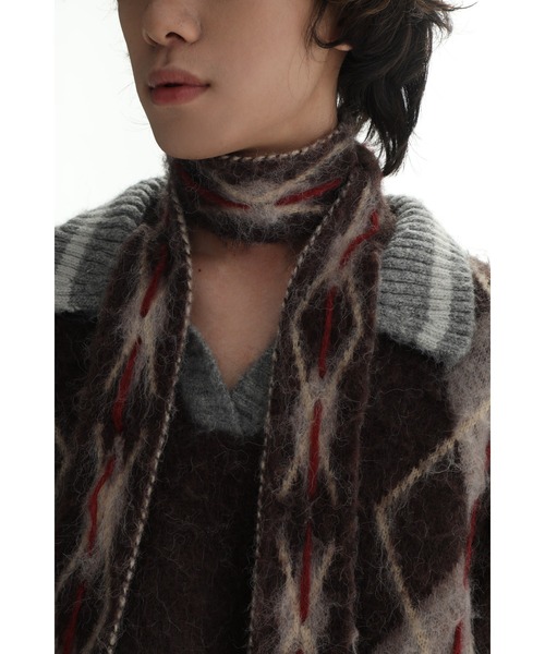MASONPRINCE(メイソンプリンス)の「オーバーサイズ ポロネック アーガイル柄 ニット MY2104【MASONPRINCE】(ニット/セーター・メンズ・ブラウン・M/XL/L/S)」の3枚目の写真