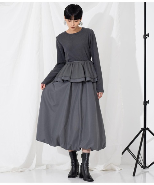 Settimissimo（セッティミッシモ）の「フリルケープ付き カットワンピース オケージョン（ワンピース・レディース・ブラック/ダークグレー・M）」の19枚目の写真