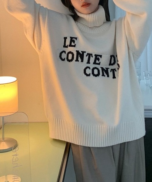 LYEON(リヨン)の「ロゴジャガードタートルネックプルオーバー(ニット/セーター・レディース・オフホワイト/ブラック・FREE)」の7枚目の写真