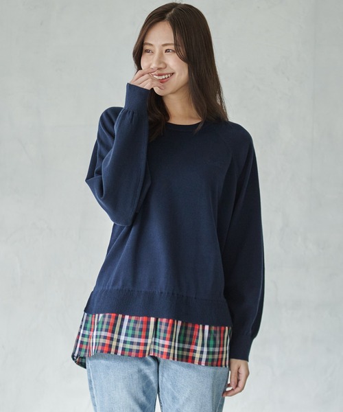 Arnold Palmer（アーノルドパーマー）の「ニット × パーマーチェック プルオーバー（ニット/セーター・レディース・グレー/ネイビー/ベージュ・L/M/S）」の3枚目の写真