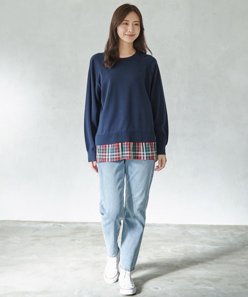 Arnold Palmer（アーノルドパーマー）の「ニット × パーマーチェック プルオーバー（ニット/セーター・レディース・グレー/ネイビー/ベージュ・L/M/S）」の5枚目の写真