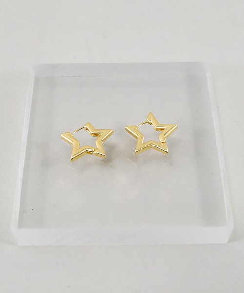 4℃　スター　星型　スターフープピアス セール】ニッケルフリー 星 スターフープピアス（ピアス（両耳用
