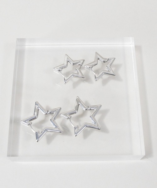 styiro(スタイロ)の「ニッケルフリー 星 スターフープピアス(ピアス(両耳用)・レディース・シルバー/ゴールド/シルバー系2/シルバー系3/ゴールド系3・FREE)」の13枚目の写真