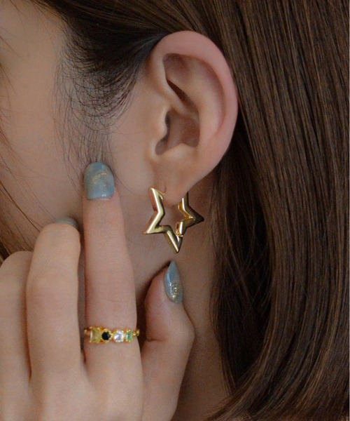 【ちーころさん専用】STAR JEWELRY 星型 フープ ピアス セット スター フープ シルバーピアス 1P 片耳用 シルバー925 フープ