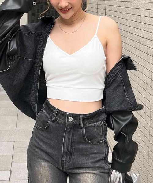 SPIRALGIRL（スパイラルガール）の「パット付きクロスラインビスチェ（キャミソール・レディース・ブラック/グレー/ホワイト/ブルー・FREE）」の7枚目の写真