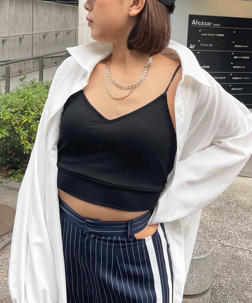 SPIRALGIRL（スパイラルガール）の「パット付きクロスラインビスチェ（キャミソール・レディース・ブラック/グレー/ホワイト/ブルー・FREE）」の13枚目の写真