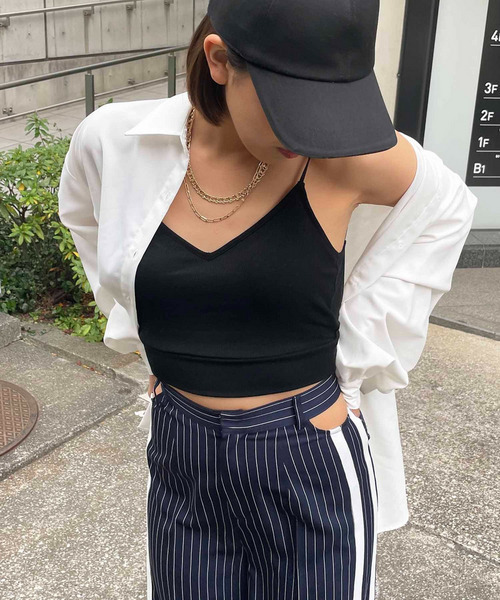 SPIRALGIRL（スパイラルガール）の「パット付きクロスラインビスチェ（キャミソール・レディース・ブラック/グレー/ホワイト/ブルー・FREE）」の14枚目の写真