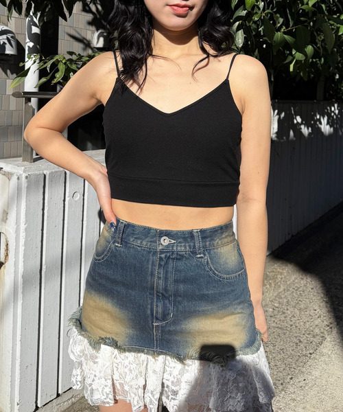 SPIRALGIRL（スパイラルガール）の「パット付きクロスラインビスチェ（キャミソール・レディース・ブラック/グレー/ホワイト/ブルー・FREE）」の16枚目の写真