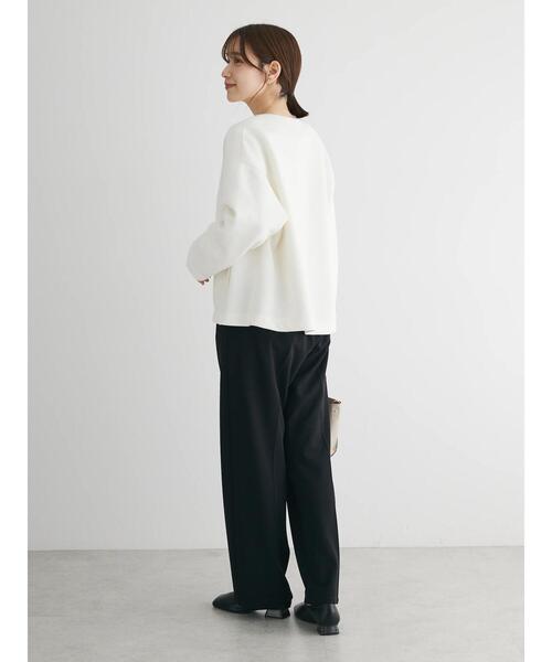 Green　Parks（グリーンパークス）の「ノーカラーポンチジャケット（ノーカラージャケット・レディース・オフホワイト/ブラック・FREE）」の5枚目の写真