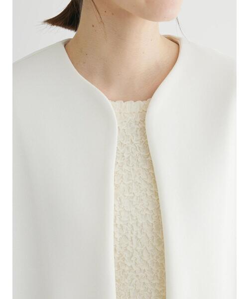 Green　Parks（グリーンパークス）の「ノーカラーポンチジャケット（ノーカラージャケット・レディース・オフホワイト/ブラック・FREE）」の10枚目の写真