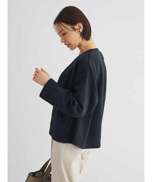 Green　Parks（グリーンパークス）の「ノーカラーポンチジャケット（ノーカラージャケット・レディース・オフホワイト/ブラック・FREE）」の22枚目の写真