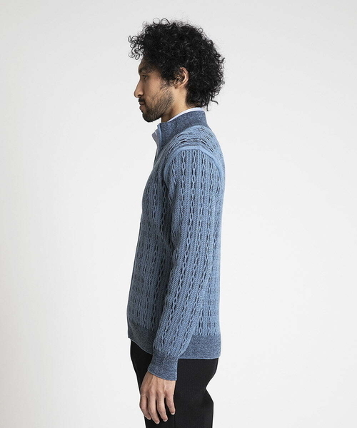 MICHEL KLEIN HOMME (ミッシェルクランオム)の「【2024年モデル】スタイリッシュジップアップセーター(カーディガン/ボレロ・メンズ・ライトグレー/ブルー/ダークグレー・MEDIUM/LARGE/X-LARGE)」の6枚目の写真