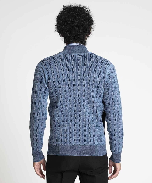 MICHEL KLEIN HOMME (ミッシェルクランオム)の「【2024年モデル】スタイリッシュジップアップセーター(カーディガン/ボレロ・メンズ・ライトグレー/ブルー/ダークグレー・MEDIUM/LARGE/X-LARGE)」の7枚目の写真