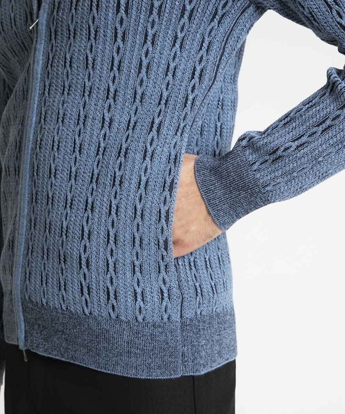 MICHEL KLEIN HOMME (ミッシェルクランオム)の「【2024年モデル】スタイリッシュジップアップセーター(カーディガン/ボレロ・メンズ・ライトグレー/ブルー/ダークグレー・MEDIUM/LARGE/X-LARGE)」の10枚目の写真