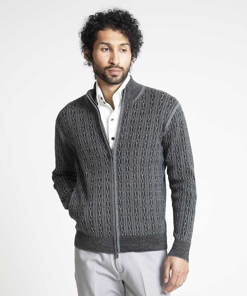 MICHEL KLEIN HOMME (ミッシェルクランオム)の「【2024年モデル】スタイリッシュジップアップセーター(カーディガン/ボレロ・メンズ・ライトグレー/ブルー/ダークグレー・MEDIUM/LARGE/X-LARGE)」の16枚目の写真